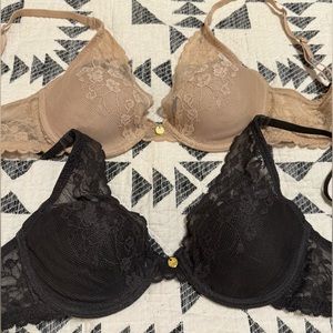 Lot of 2 Natori Cherry Blossom Convertible Underwire Bras 32B